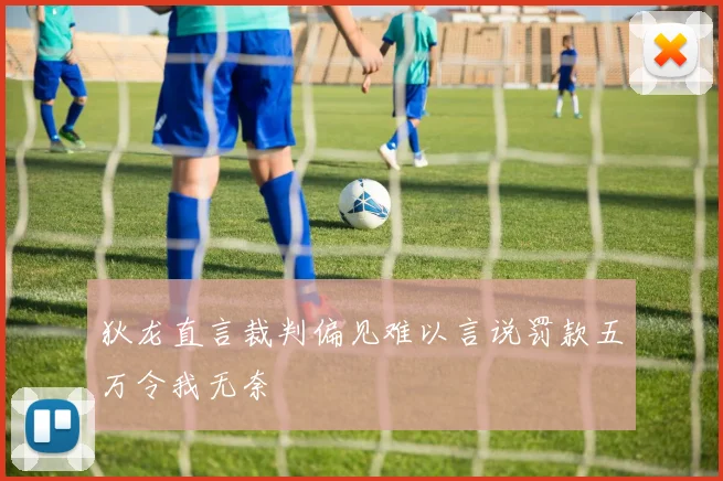 狄龙直言裁判偏见难以言说罚款五万令我无奈